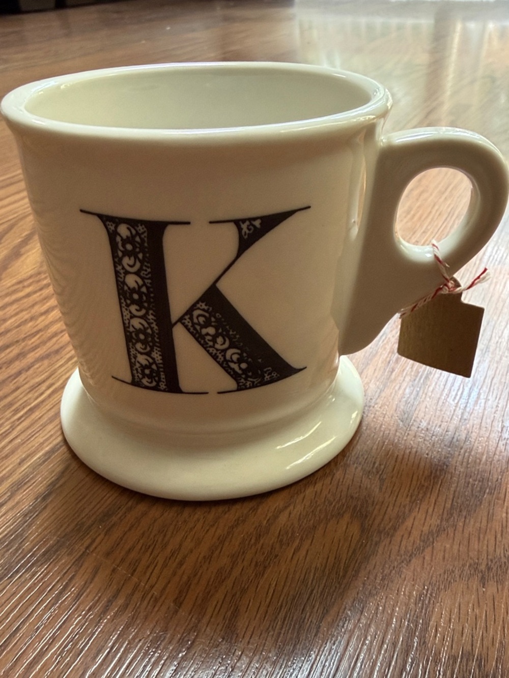 Monogram 'K' Cream Ceramic Pedestal Mug